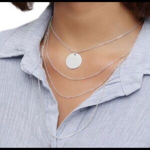 Boutique Multi-layered Coin Necklace Simple Style Silver Color